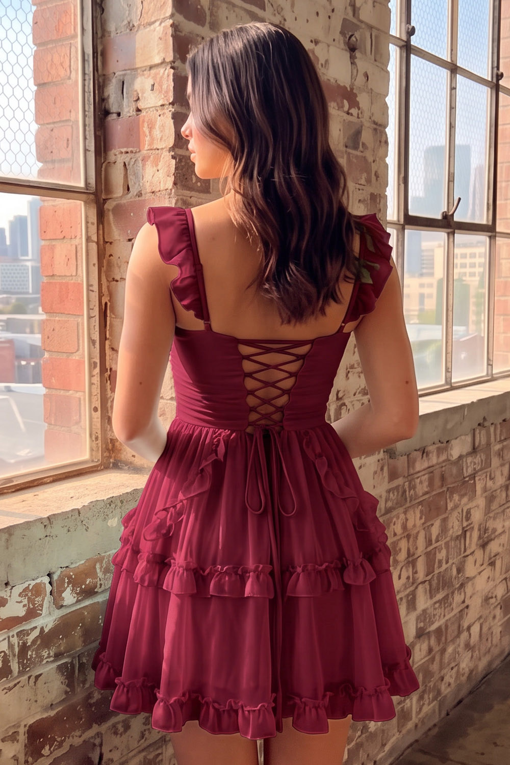 Mint A-Line Ruched Tiered Short Homecoming Dress