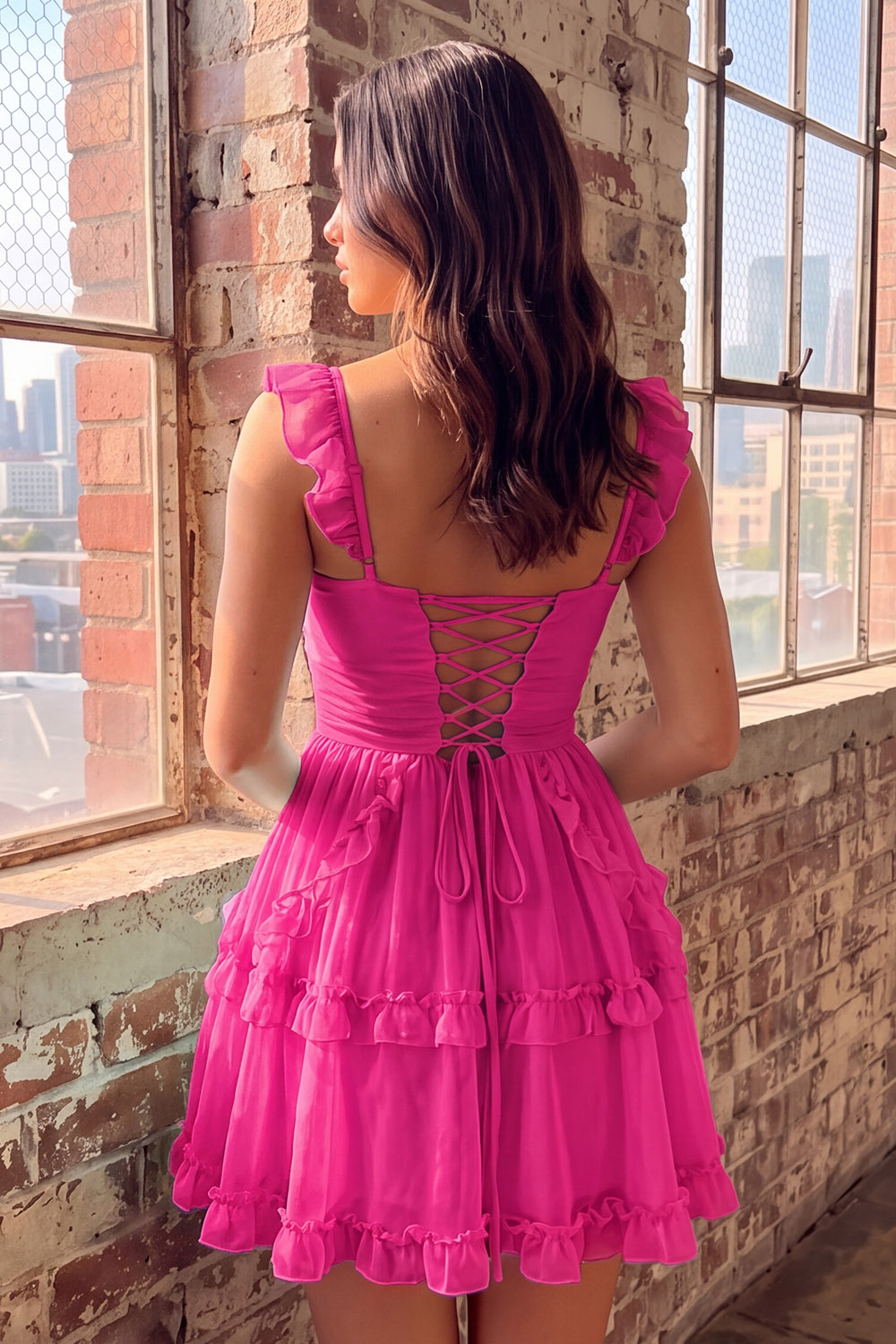 Mint A-Line Ruched Tiered Short Homecoming Dress
