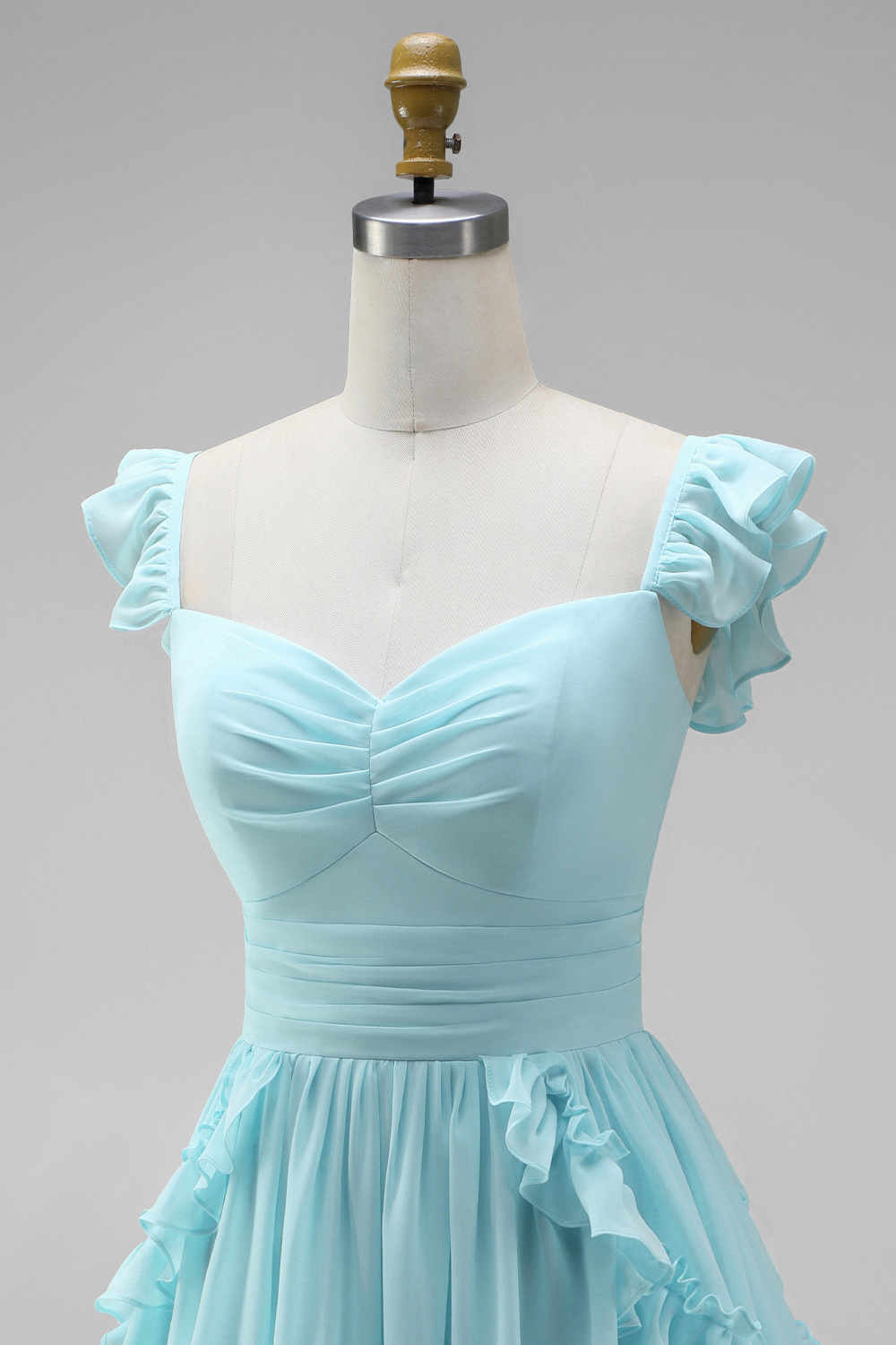Mint A-Line Ruched Tiered Short Homecoming Dress