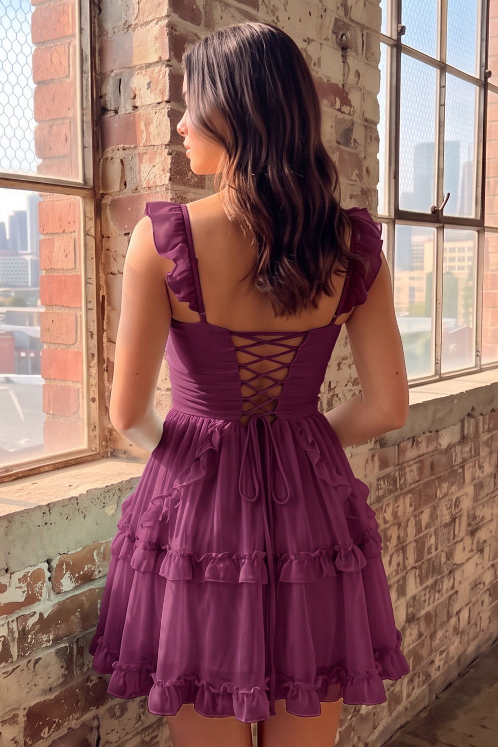 Mint A-Line Ruched Tiered Short Homecoming Dress
