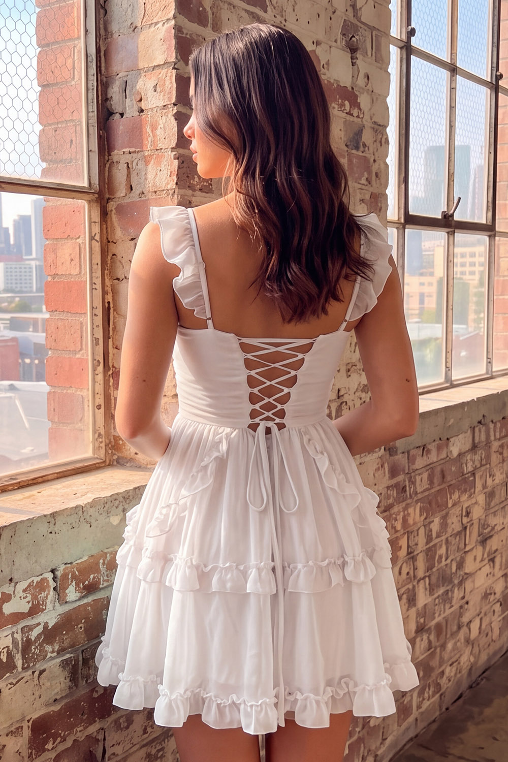 Mint A-Line Ruched Tiered Short Homecoming Dress