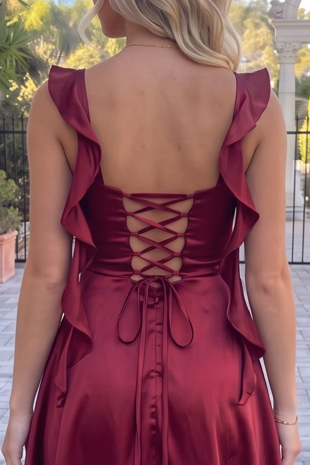Dark Purple Satin A-Line Cowl Neck Short Homecoming Dress with Ruffles
