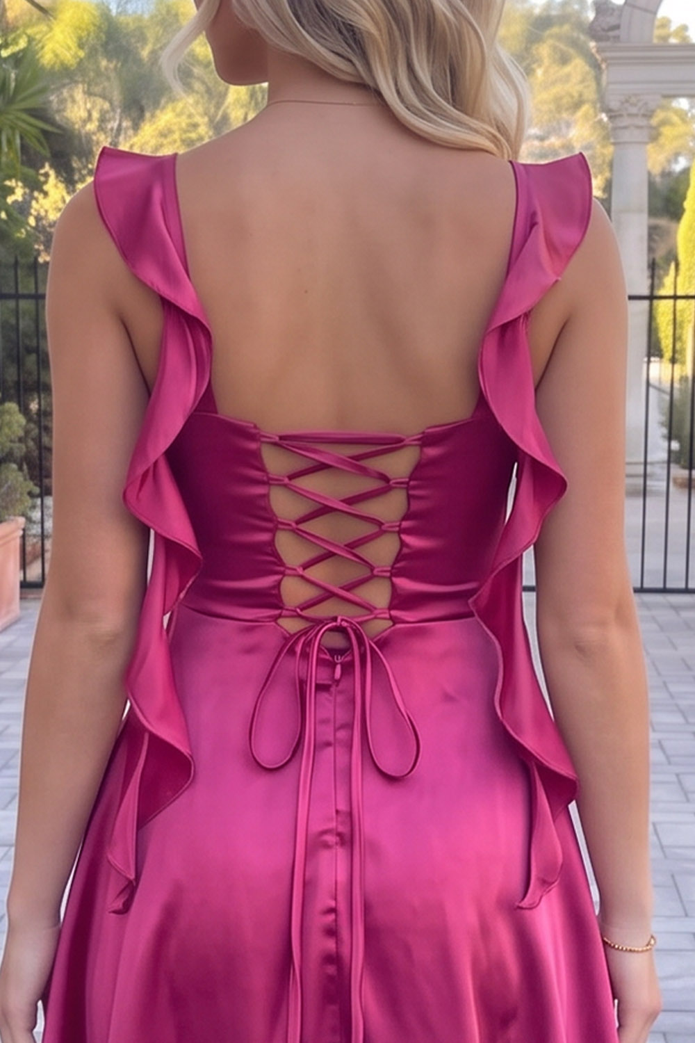 Dark Purple Satin A-Line Cowl Neck Short Homecoming Dress with Ruffles