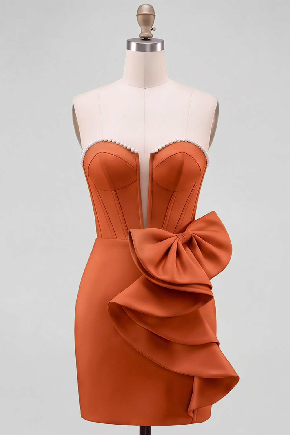 Coral Corset Sweetheart Short Homecoming Dress with Bow