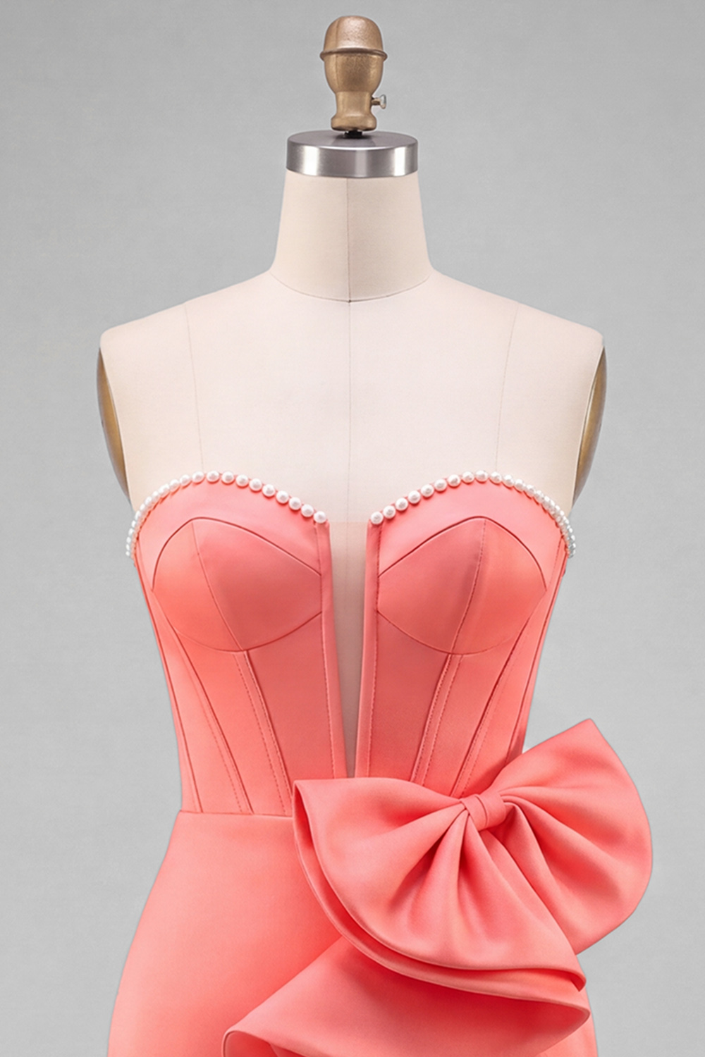 Coral Corset Sweetheart Short Homecoming Dress with Bow