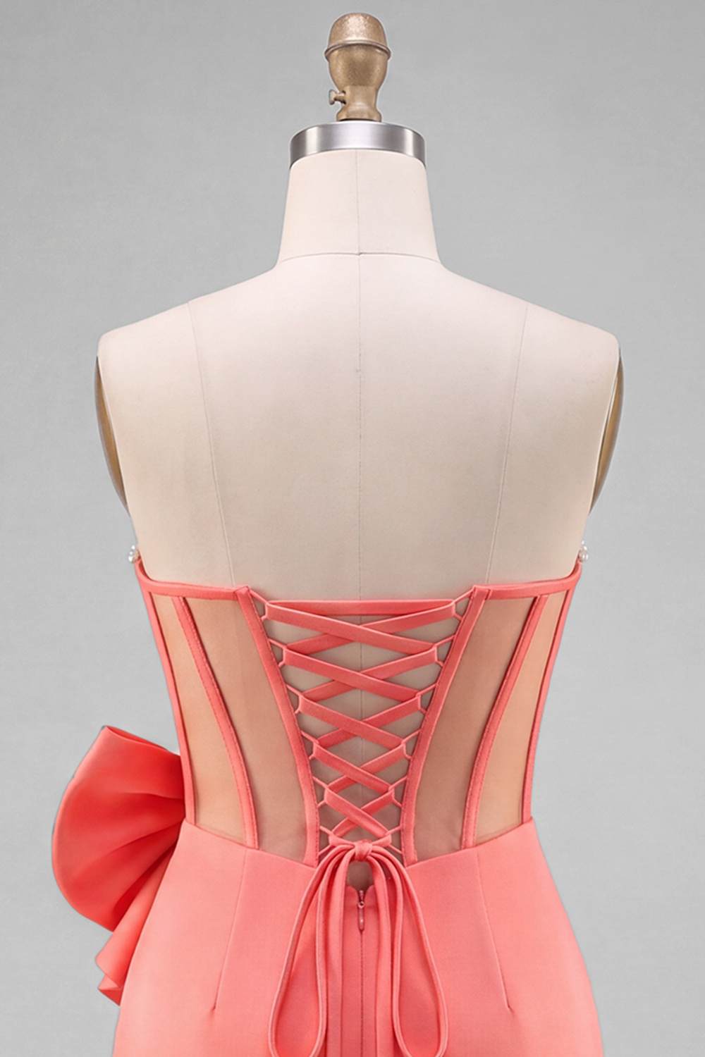 Coral Corset Sweetheart Short Homecoming Dress with Bow