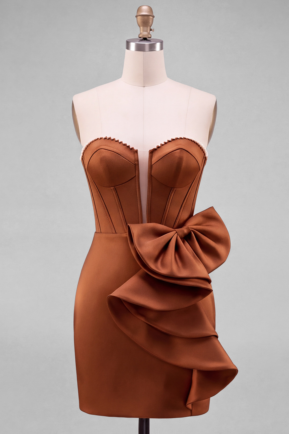 Coral Corset Sweetheart Short Homecoming Dress with Bow