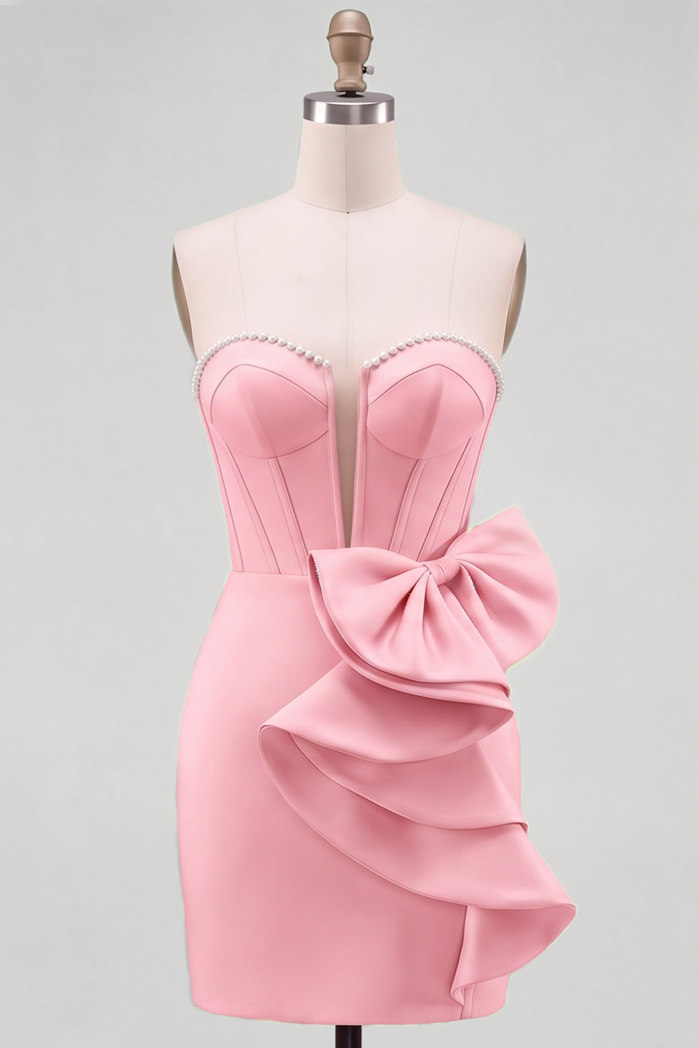 Coral Corset Sweetheart Short Homecoming Dress with Bow