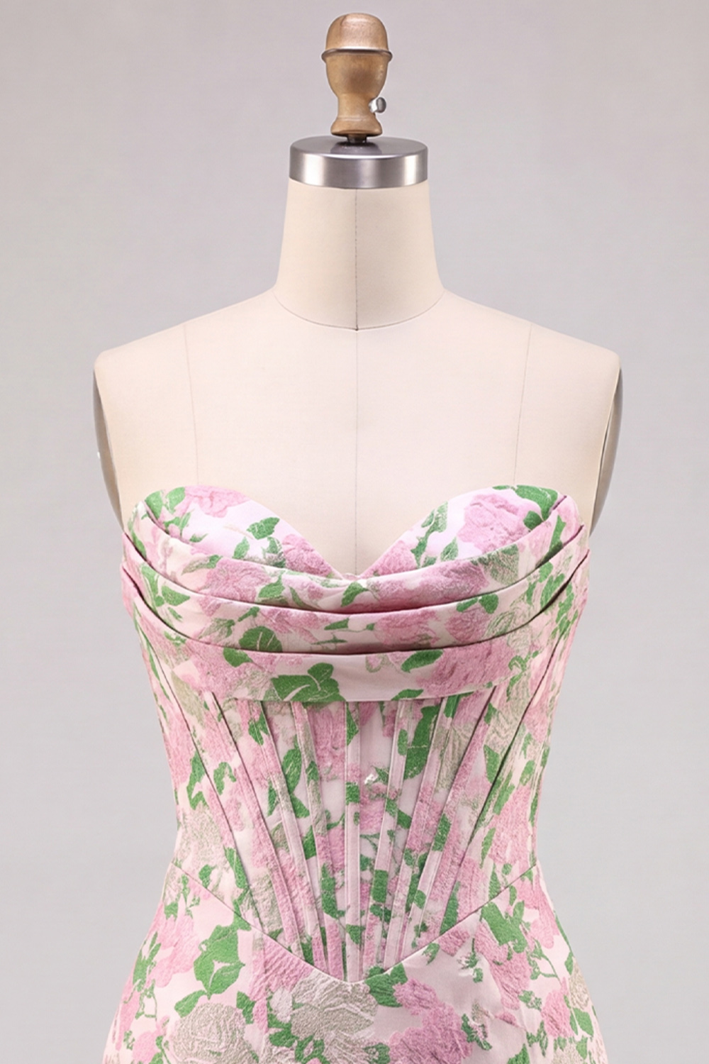 Pink Corset Sweetheart Tight Floral Homecoming Dress