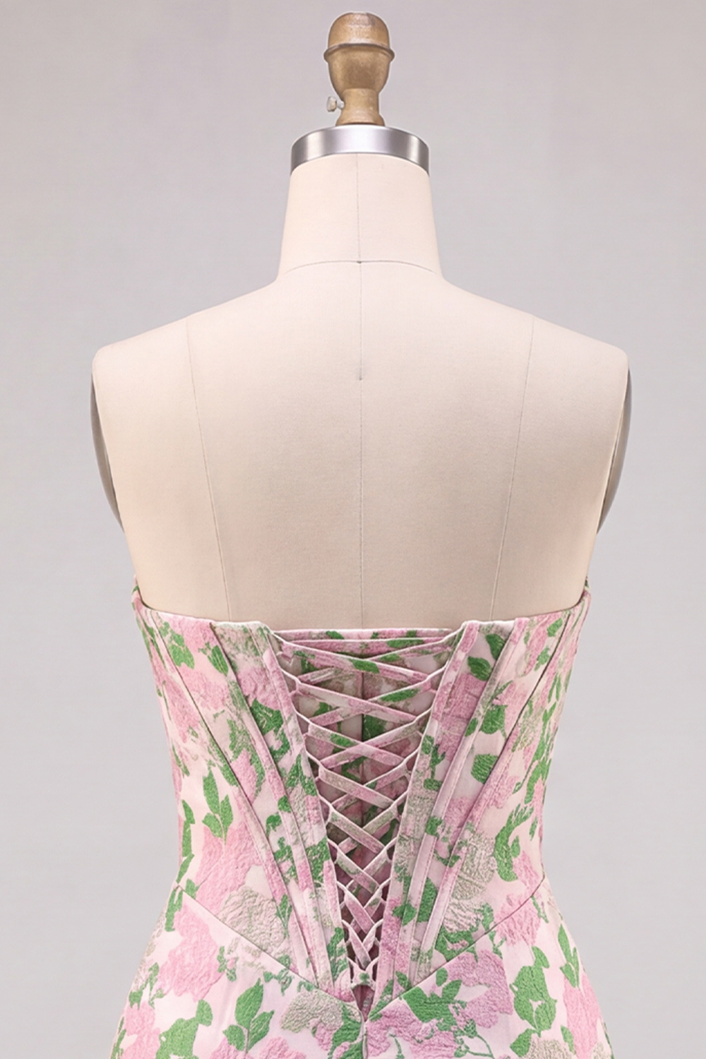 Pink Corset Sweetheart Tight Floral Homecoming Dress