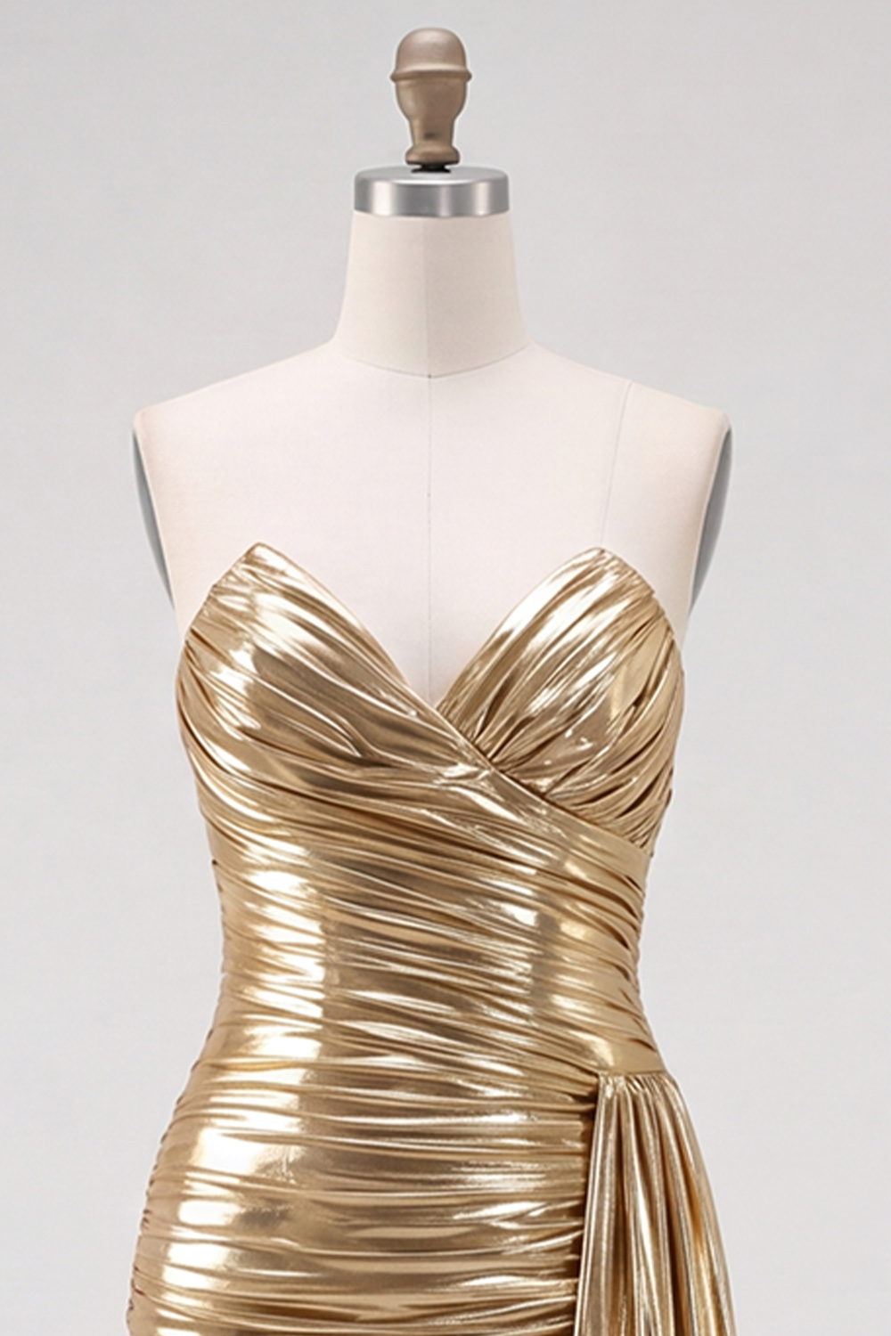 Sparkly Metallic Royal Blue Bodycon Strapless Ruched Short Homecoming Dress
