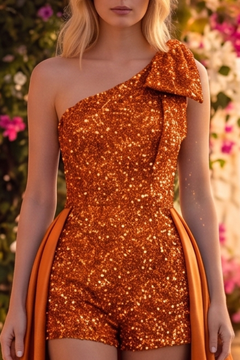 Sparkly Blue Sequin Short Homecoming Jumpsuits with Cape
