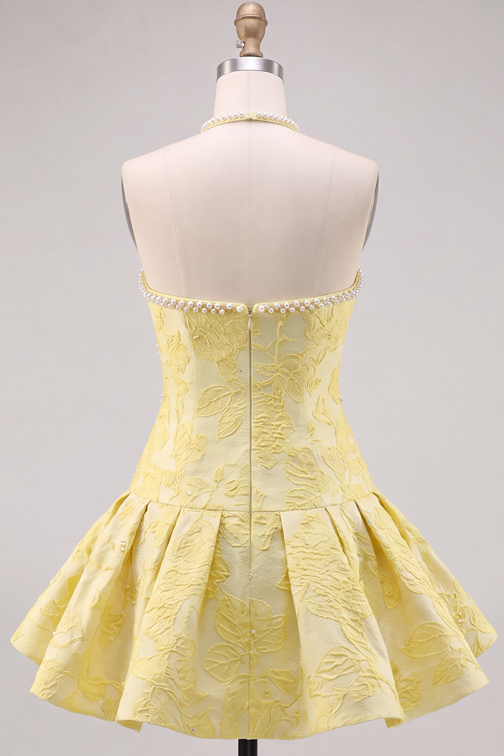 Daffodil A-Line Halter Floral Short Homecoming Dress