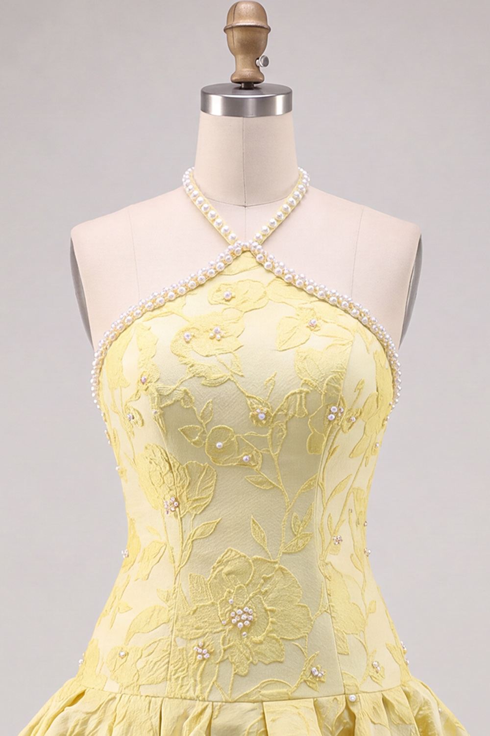 Daffodil A-Line Halter Floral Short Homecoming Dress