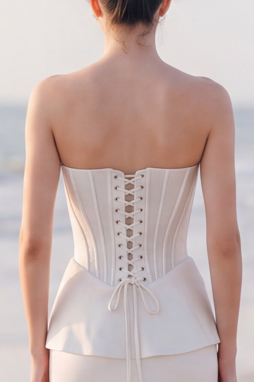 Ivory Corset Mermaid Strapless Sweep Train Wedding Dress