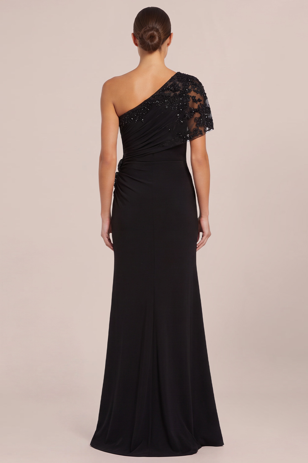 Black Mermaid One Shoulder Ruched Long Formal Dress with Slit
