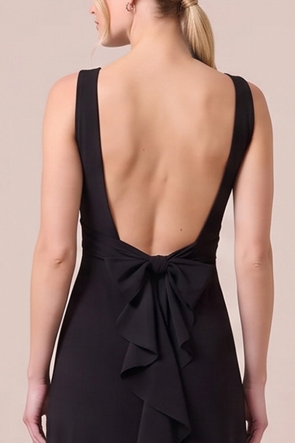 Black Sheath Boat Neck Ruffled Long Formal Dress