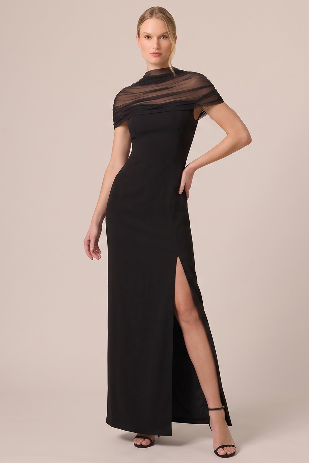 Black Sheath High Neck Long Formal Dress with Slit