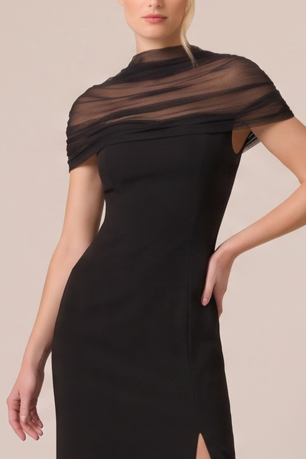 Black Sheath High Neck Long Formal Dress with Slit