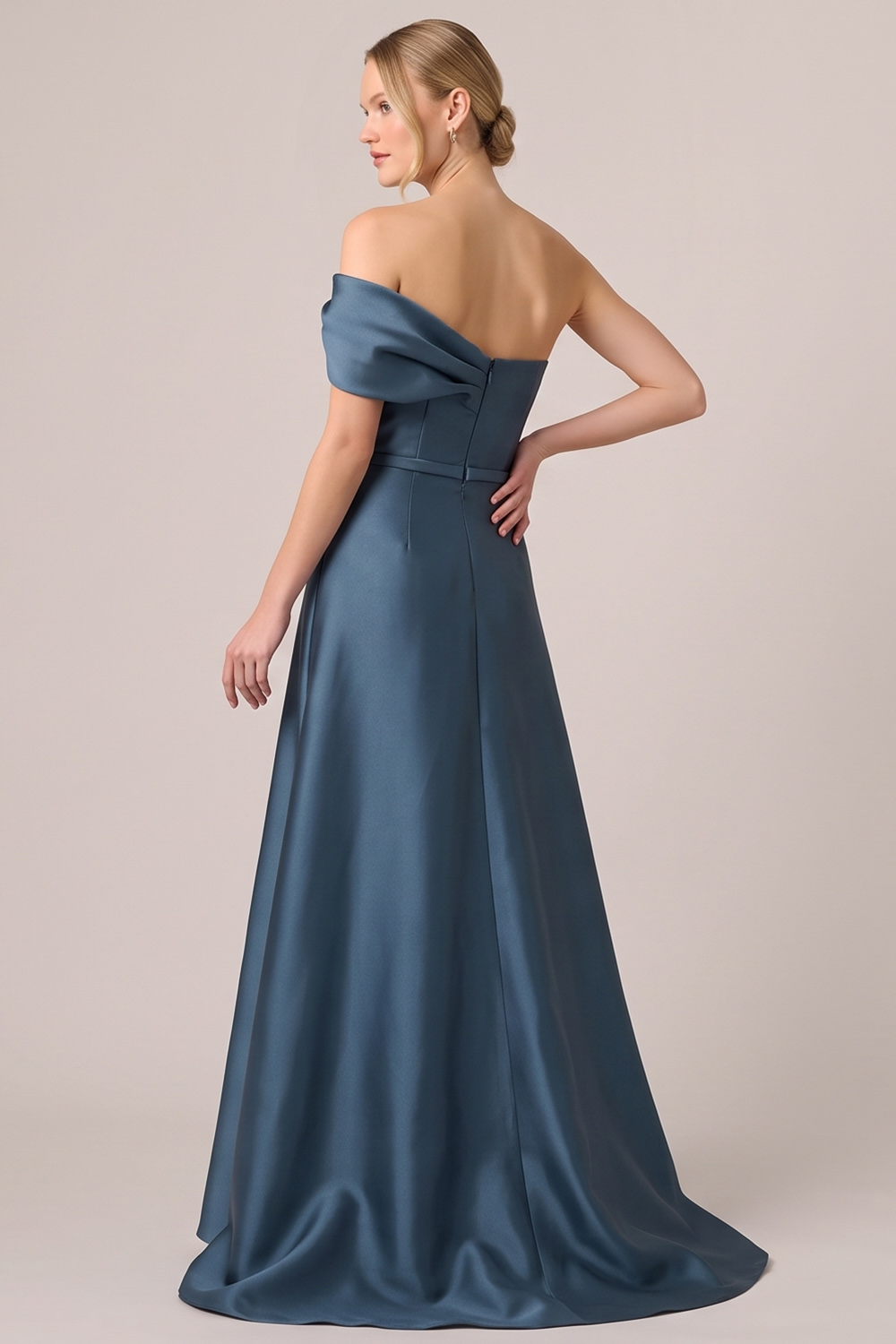 Black A-Line Ruched One Shoulder Long Formal Dress