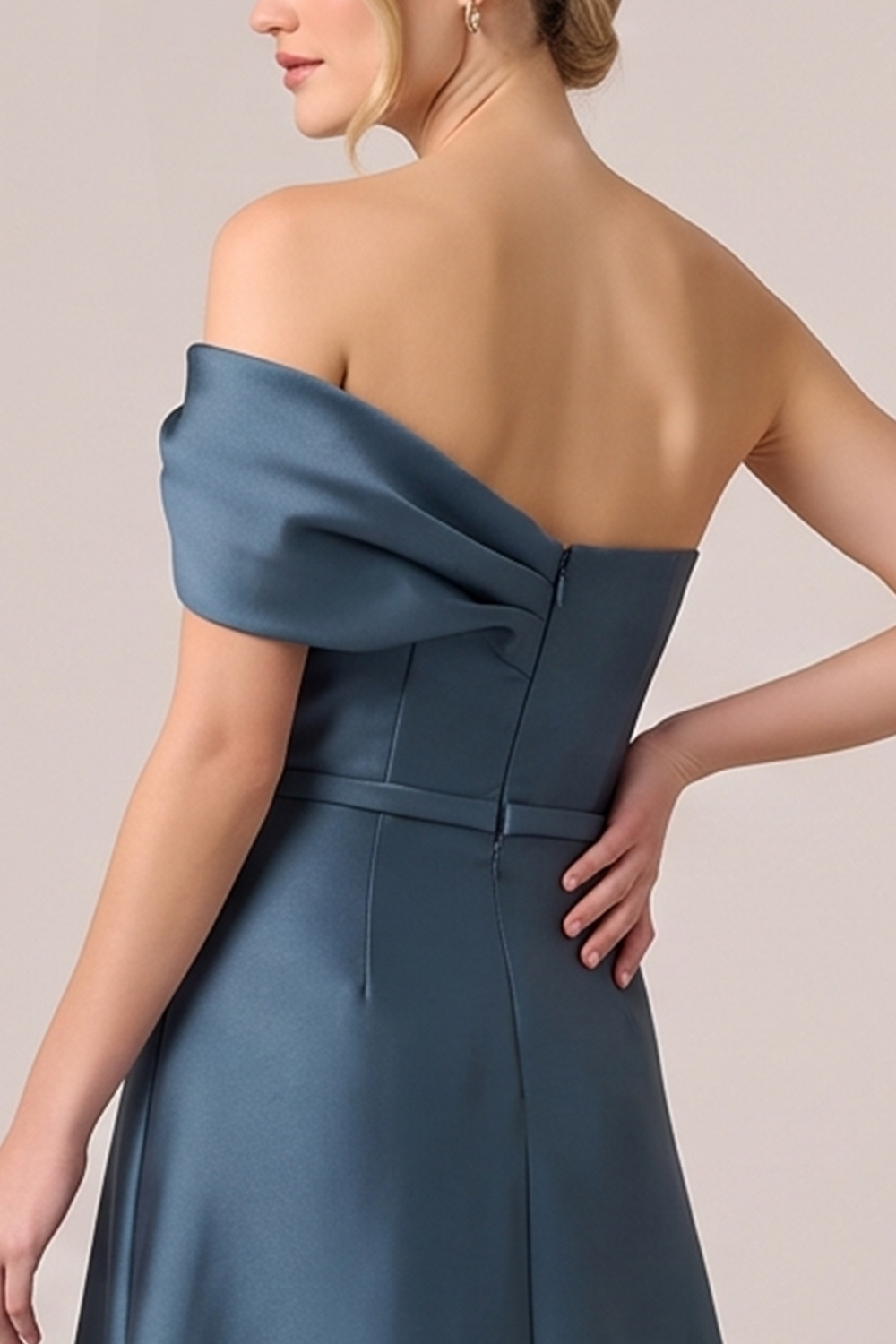 Black A-Line Ruched One Shoulder Long Formal Dress