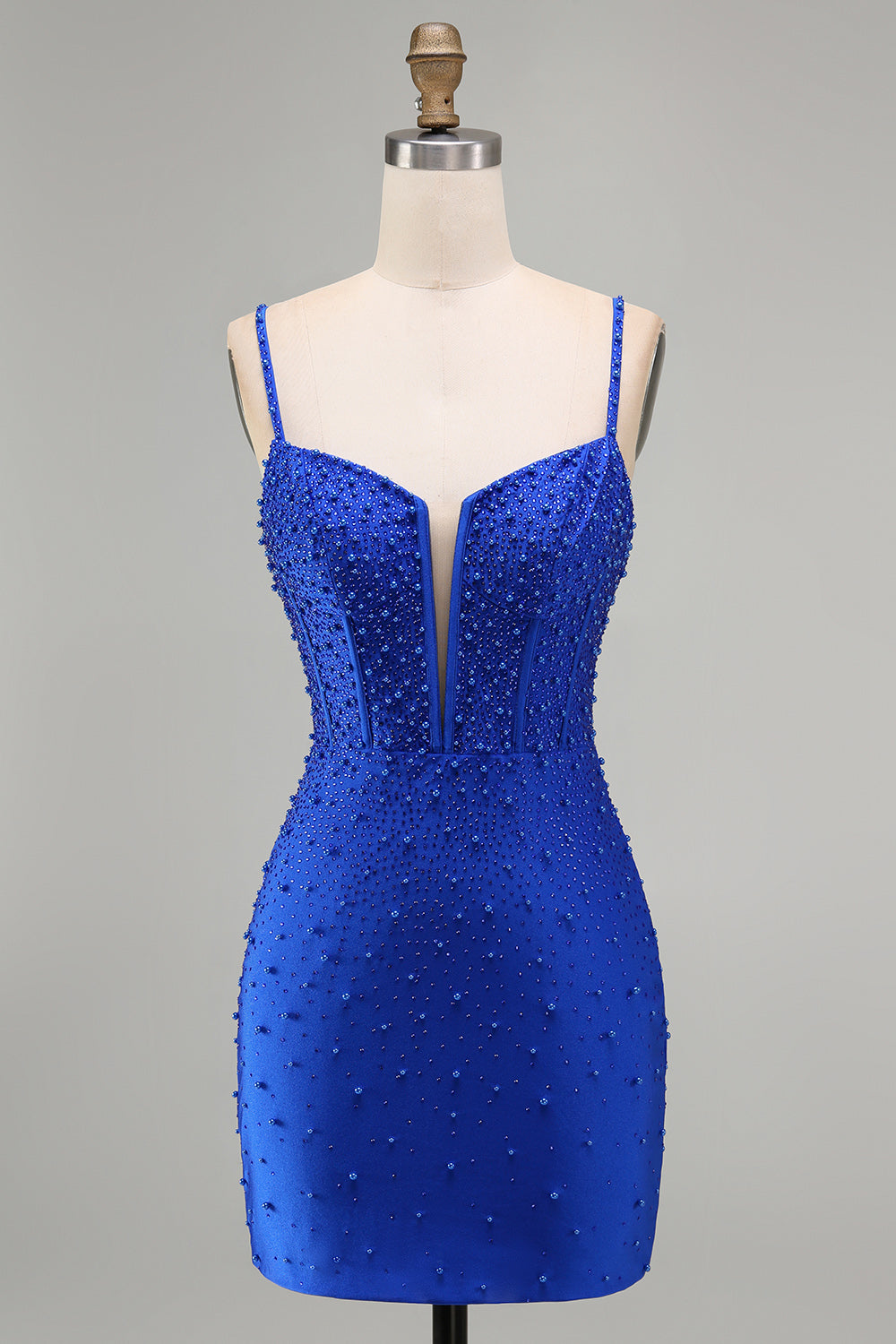 Royal Blue Sparkly Tight Corset Short Homecoming Dress with Beading
