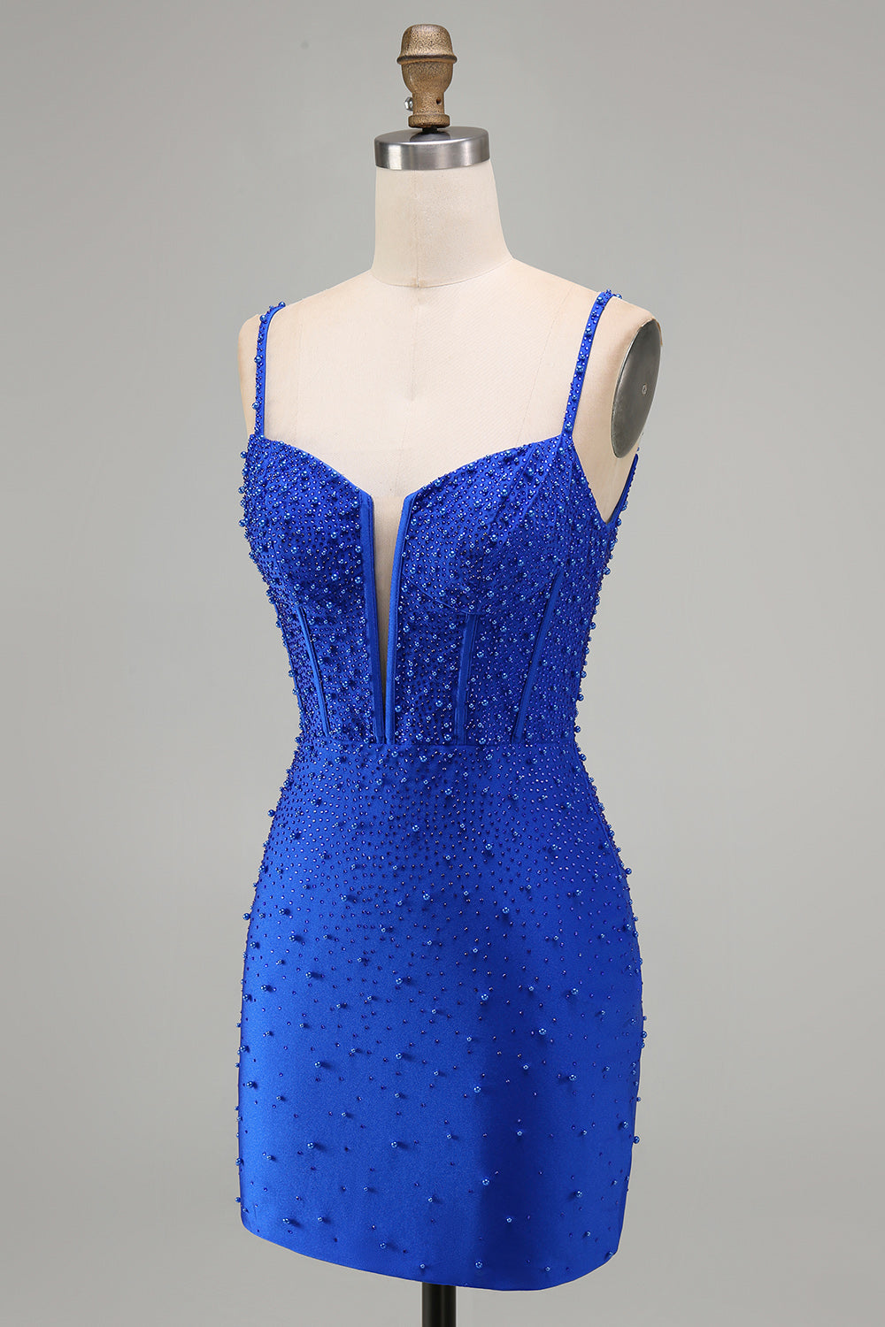 Royal Blue Sparkly Tight Corset Short Homecoming Dress with Beading