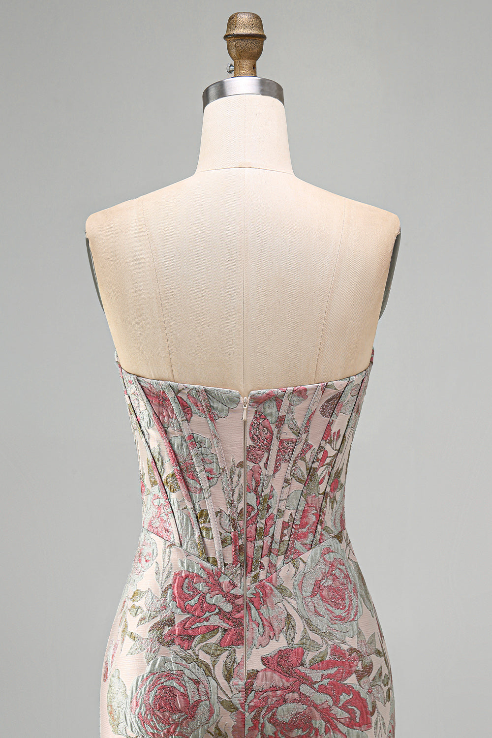 Pink Flower Jacquard Corset Sweetheart Short Tight Homecoming Dress