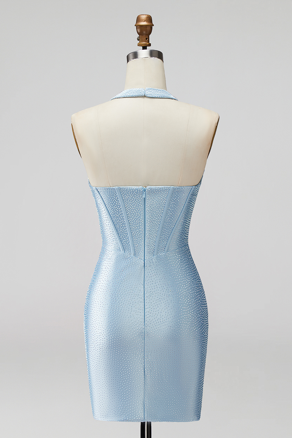 Light Blue Sparkly Corset Short Homecoming Dress with Beading