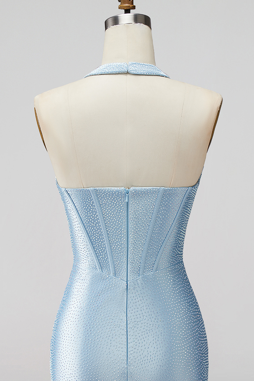 Light Blue Sparkly Corset Short Homecoming Dress with Beading