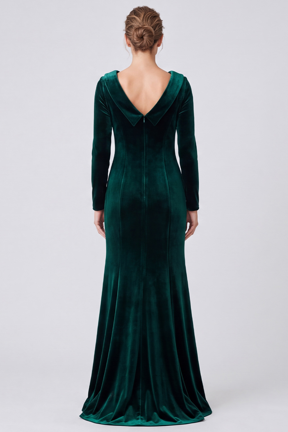 Dark Green Velvet Mermaid Boat Neck Long Sleeves Holiday Party Dress