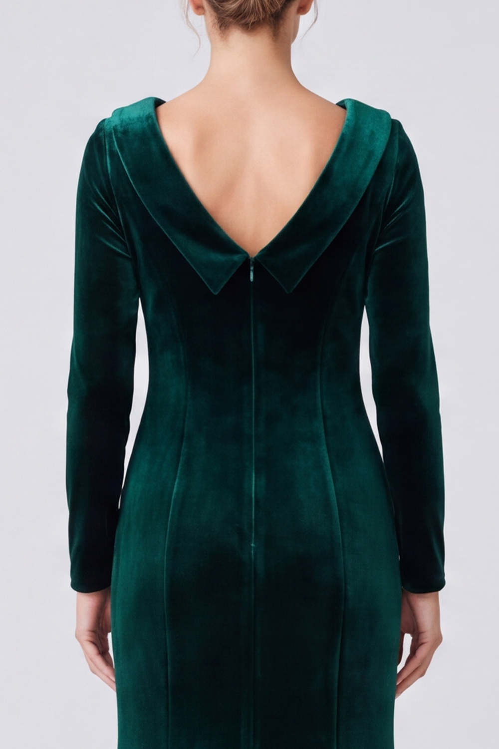 Dark Green Velvet Mermaid Boat Neck Long Sleeves Holiday Party Dress