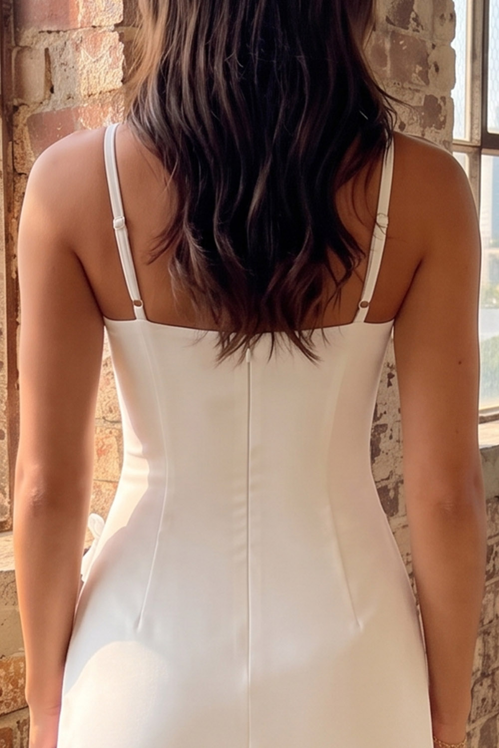 White Tight Spaghetti Straps Short Homecoming Dress with 3D Flowers