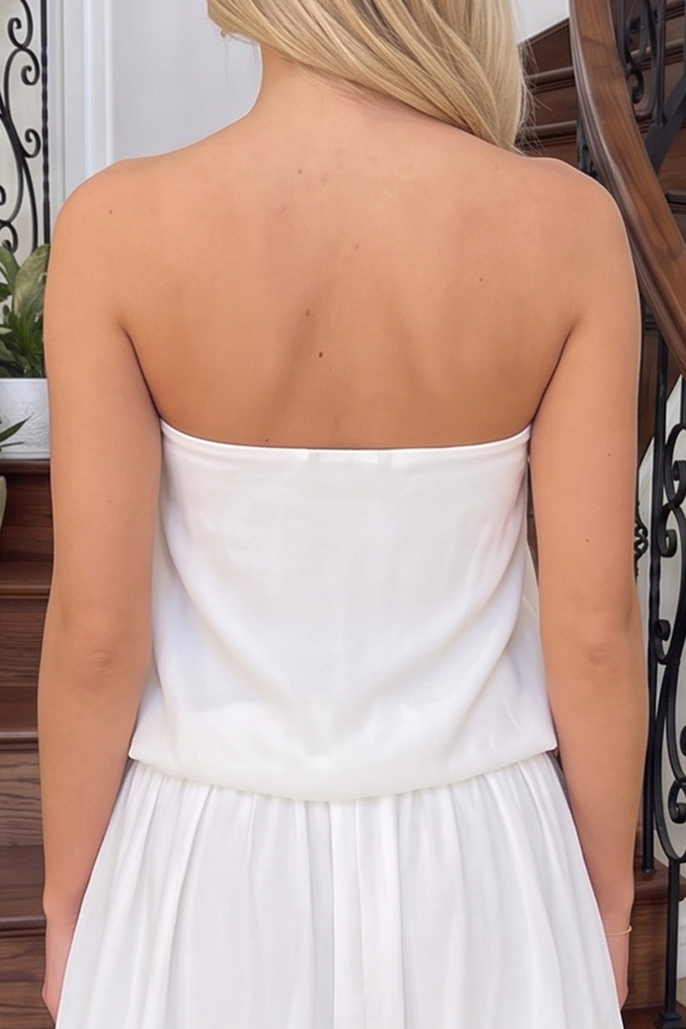 White Strapless A Line Short Homecoming Dress with Sash