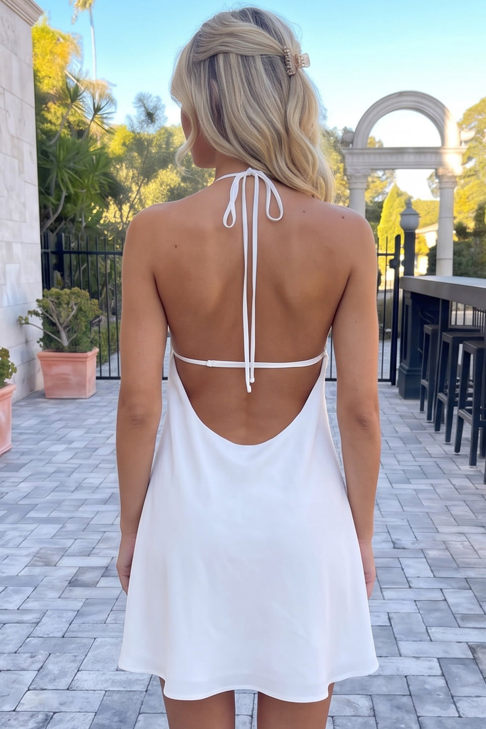 Simple White A-Line Halter Short Birthday Dress