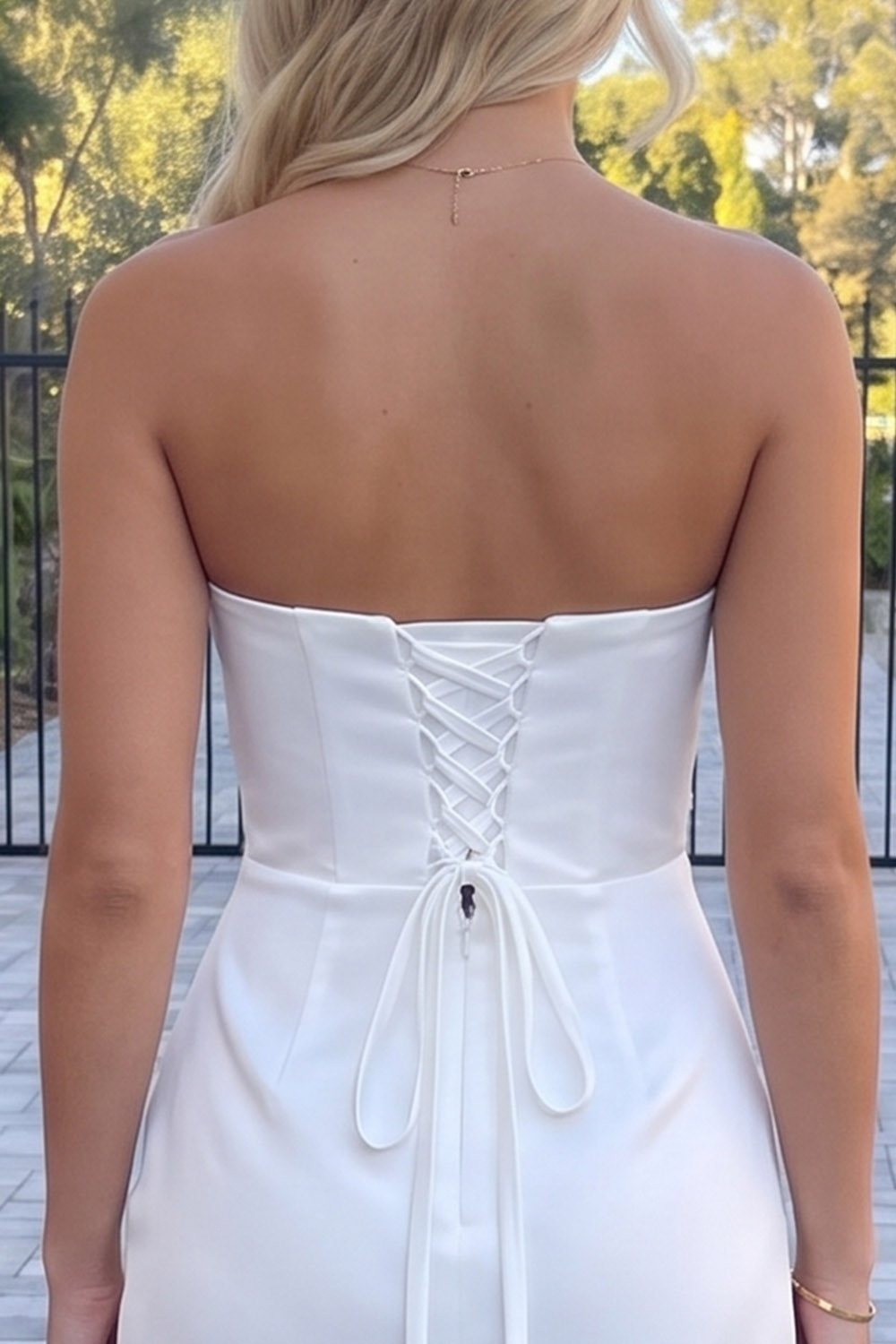 White Tight Strapless Appliqued Short Birthday Dress