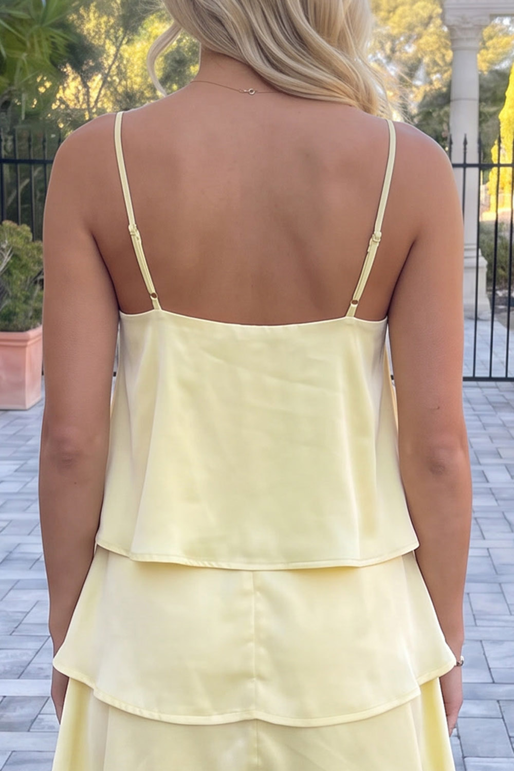 Yellow Tiered Spaghetti Straps A Line Short Birthday Dress