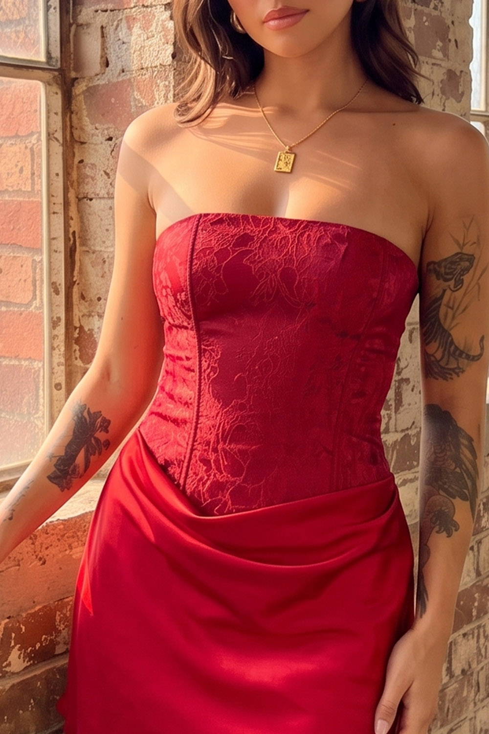 Red Corset Strapless Satin Short Birthday Dress