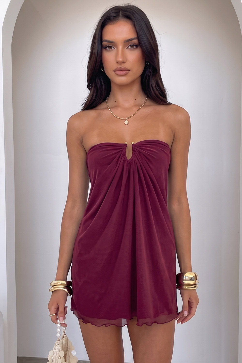 Dark Green Strapless Ruched Bodycon Short Birthday Dress