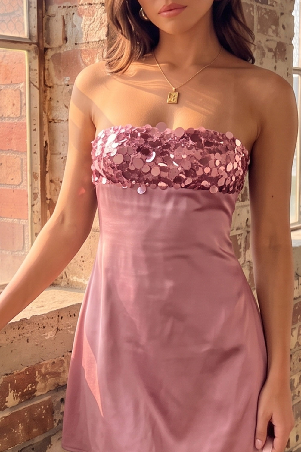Black Sparkly Strapless Short Birthday Dress with Sequins