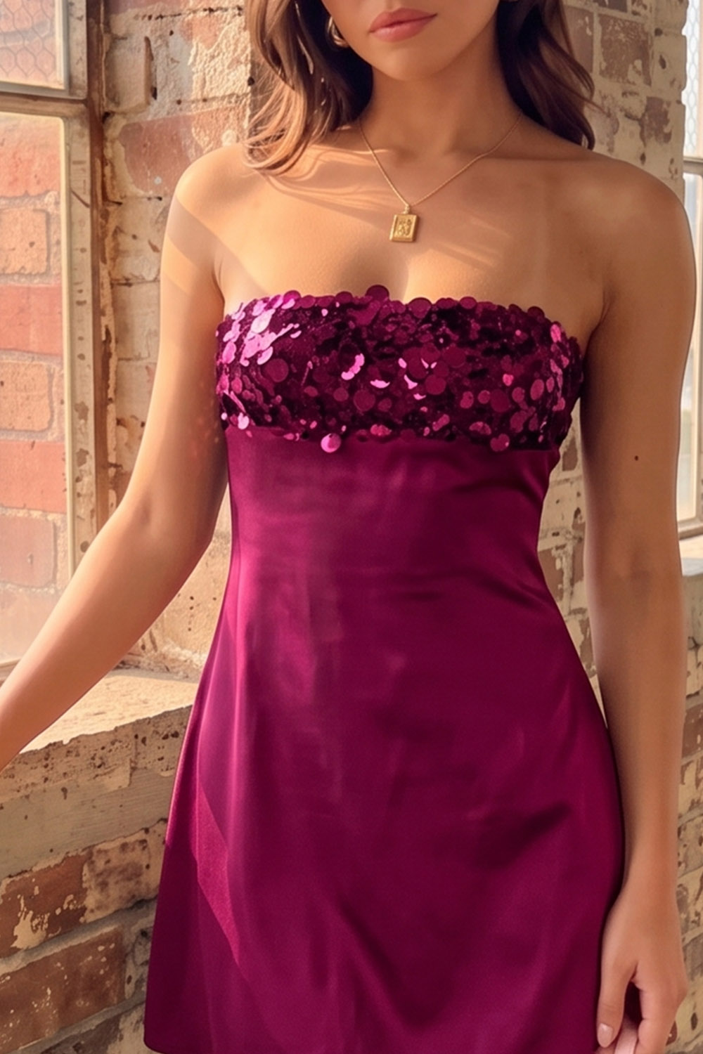 Black Sparkly Strapless Short Birthday Dress with Sequins