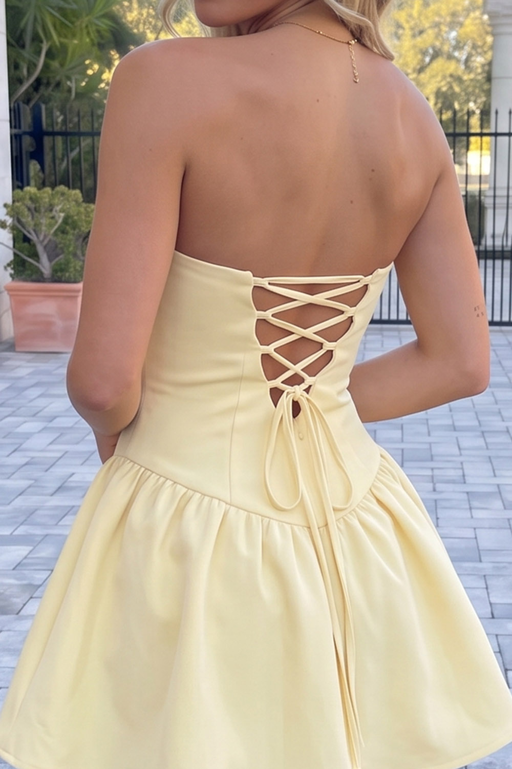 Daffodil Strapless A Line Short Birthday Dress
