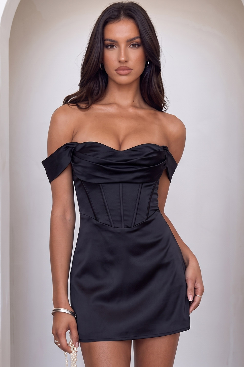Pink Satin Bodycon Off the Shoulder Ruched Short Birthday Dress