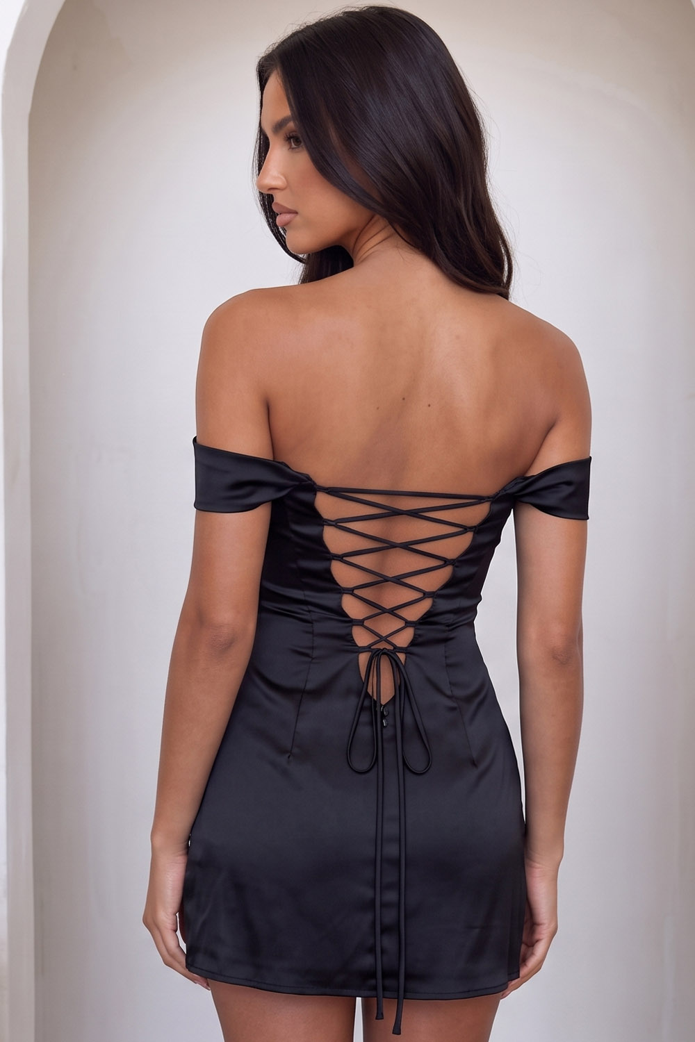 Pink Satin Bodycon Off the Shoulder Ruched Short Birthday Dress