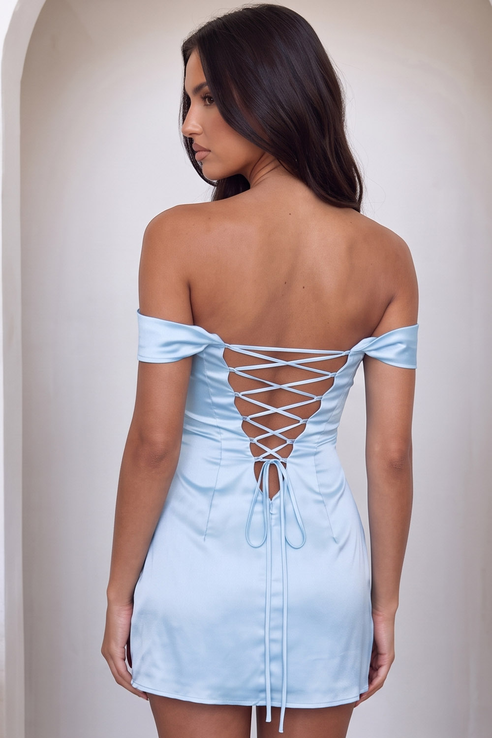 Pink Satin Bodycon Off the Shoulder Ruched Short Birthday Dress