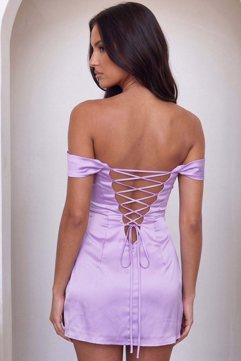 Pink Satin Bodycon Off the Shoulder Ruched Short Birthday Dress