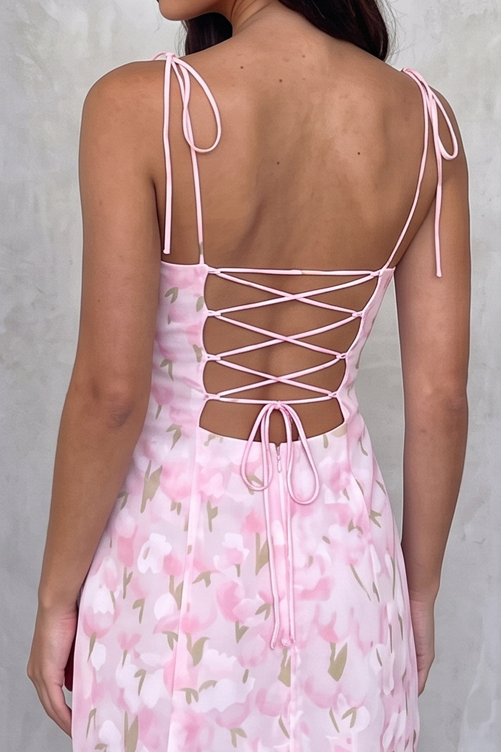 Pink Floral Bodycon Spaghetti Straps Short Birthday Dress