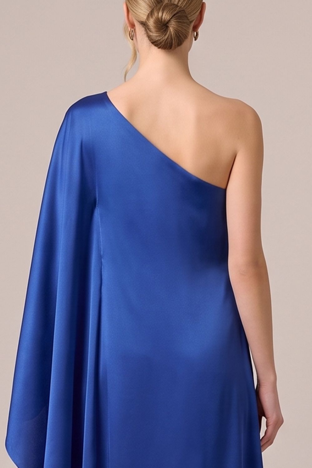 Black Satin Sheath One Shoulder Long Wedding Guest Dress with Slit
