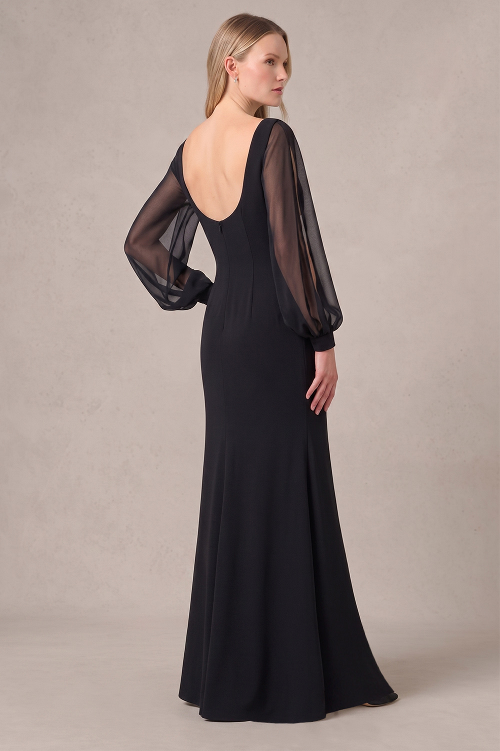 Black Mermaid V-Neck Long Sleeves Wedding Guest Dress