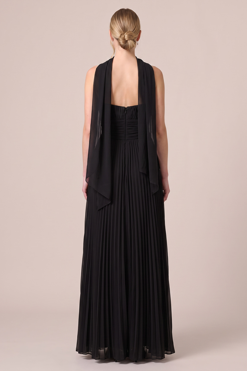 Black A-Line Strapless Pleated Long Wedding Guest Dress